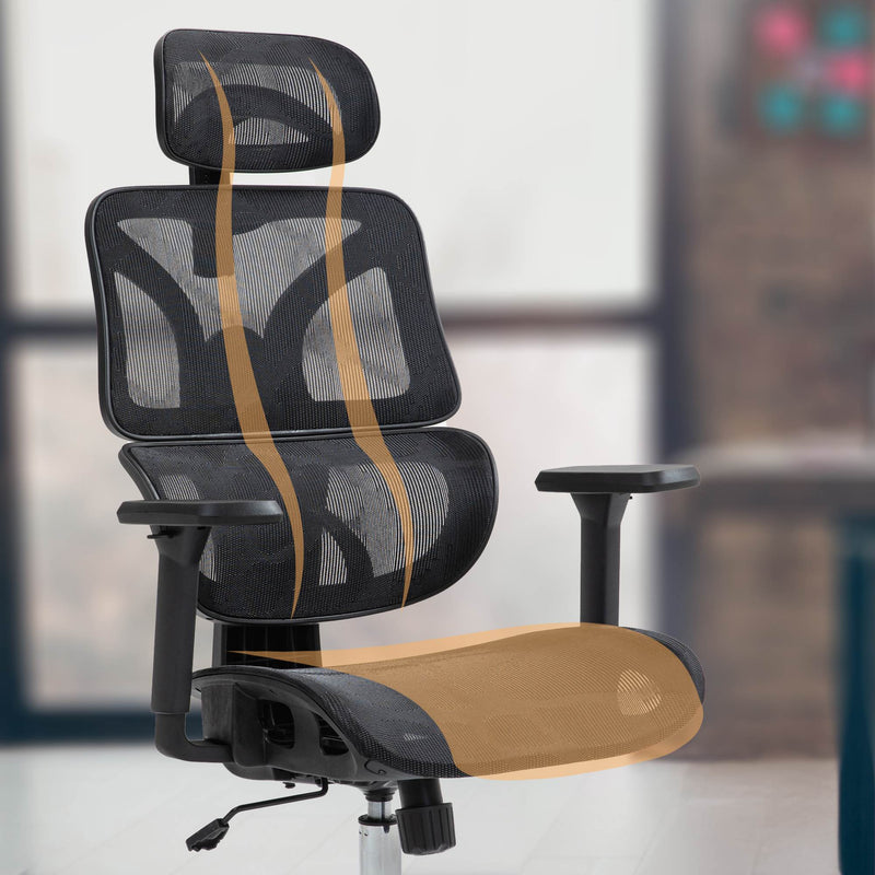 Ergonomischer Bürostuhl – mit Lordosenstütze, Kopfstütze & 135 kg Belastbarkeit für gesundes Sitzen