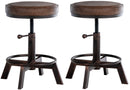 2er-Set höhenverstellbare Industrial-Hocker mit Kunstlederbezug