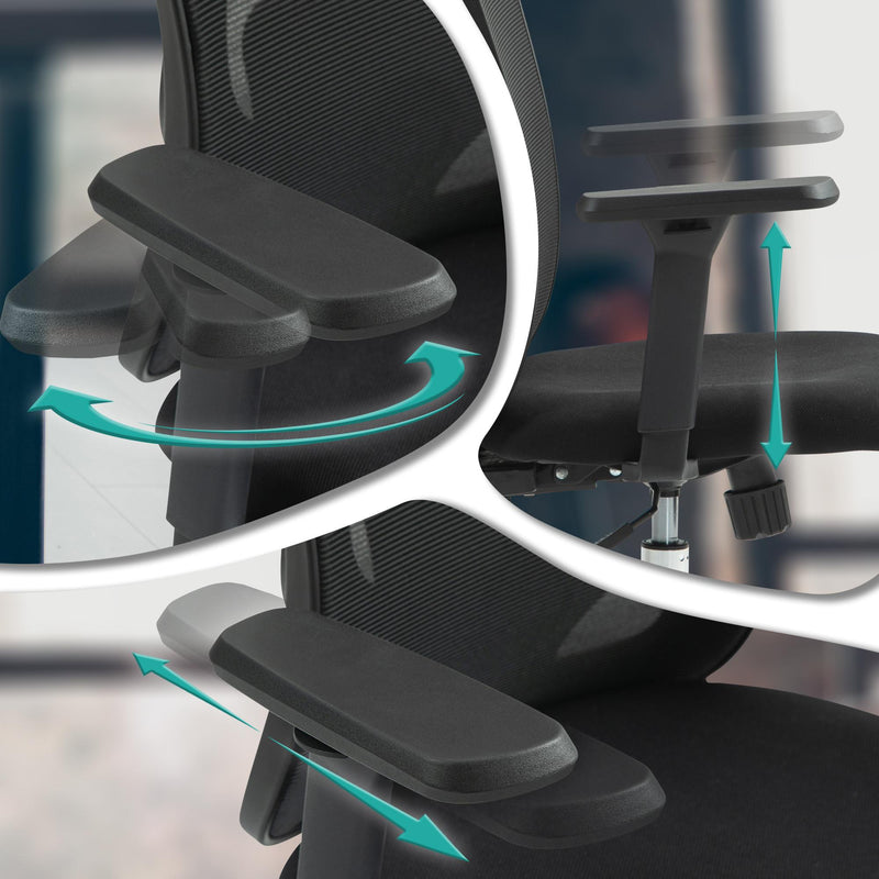 Ergonomischer Bürostuhl mit 3D-Armlehnen & Lordosenstütze  Atmungsaktiv Höhenverstellbar