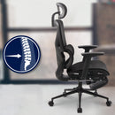 Bürostuhl mit Kopfstütze & Fußstütze 3 fach verstellbare Rückenlehne Mesh Bezug 120 kg