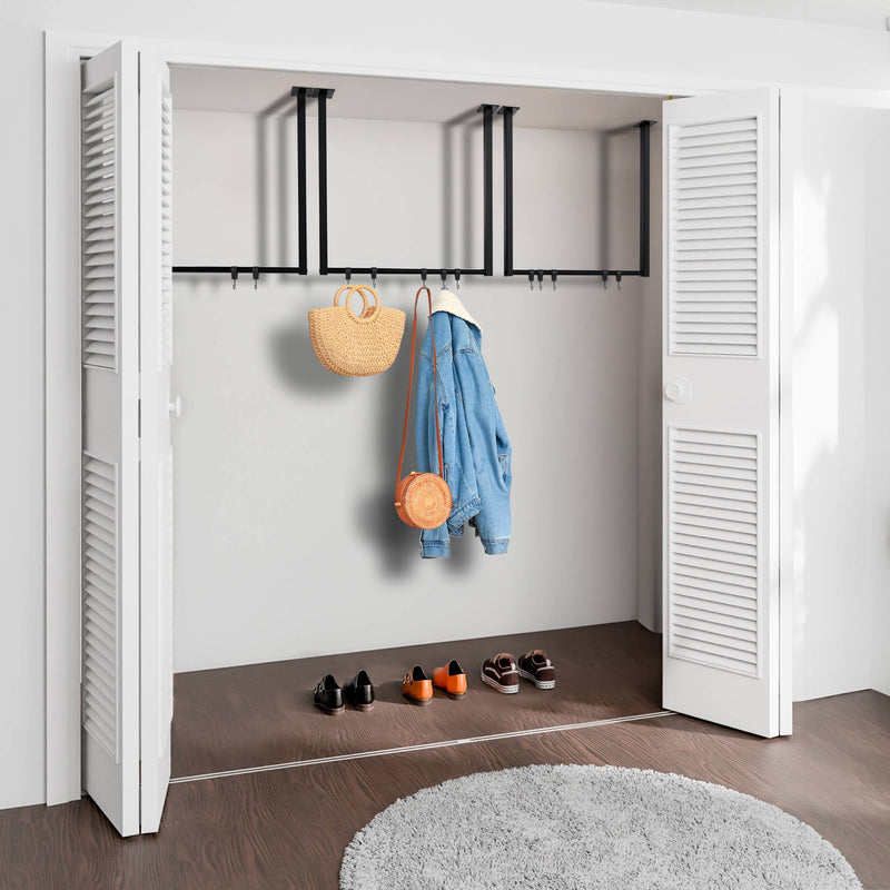 Kleiderstange mit 12 Haken für Deckenmontage - Garderobenstange Metall 50 kg belastbar