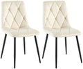 Esszimmerstühle 2er-Set gepolstert mit Steppung & Bodenschonern Metallgestell Samt