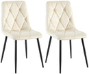 Esszimmerstühle 2er-Set gepolstert mit Steppung & Bodenschonern Metallgestell Samt