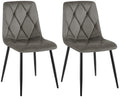 Esszimmerstühle 2er-Set gepolstert mit Steppung & Bodenschonern Metallgestell Samt
