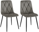 Esszimmerstühle 2er-Set gepolstert mit Steppung & Bodenschonern Metallgestell Samt