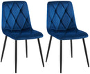 Esszimmerstühle 2er-Set gepolstert mit Steppung & Bodenschonern Metallgestell Samt