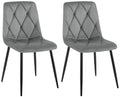 Esszimmerstühle 2er-Set gepolstert mit Steppung & Bodenschonern Metallgestell Samt