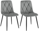 Esszimmerstühle 2er-Set gepolstert mit Steppung & Bodenschonern Metallgestell Samt