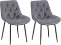 Esszimmerstühle 2er-Set mit Samtbezug & Steppung gepolstert Metallgestell schwarz120 kg belastbar