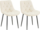Esszimmerstühle 2er-Set mit Samtbezug & Steppung gepolstert Metallgestell schwarz120 kg belastbar