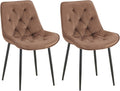 Esszimmerstühle 2er-Set mit Samtbezug & Steppung gepolstert Metallgestell schwarz120 kg belastbar