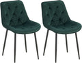 Esszimmerstühle 2er-Set mit Samtbezug & Steppung gepolstert Metallgestell schwarz120 kg belastbar