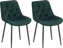 Esszimmerstühle 2er-Set mit Samtbezug & Steppung gepolstert Metallgestell schwarz120 kg belastbar