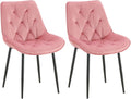 Esszimmerstühle 2er-Set mit Samtbezug & Steppung gepolstert Metallgestell schwarz120 kg belastbar