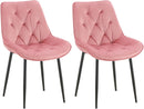 Esszimmerstühle 2er-Set mit Samtbezug & Steppung gepolstert Metallgestell schwarz120 kg belastbar