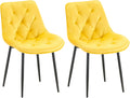 Esszimmerstühle 2er-Set mit Samtbezug & Steppung gepolstert Metallgestell schwarz120 kg belastbar