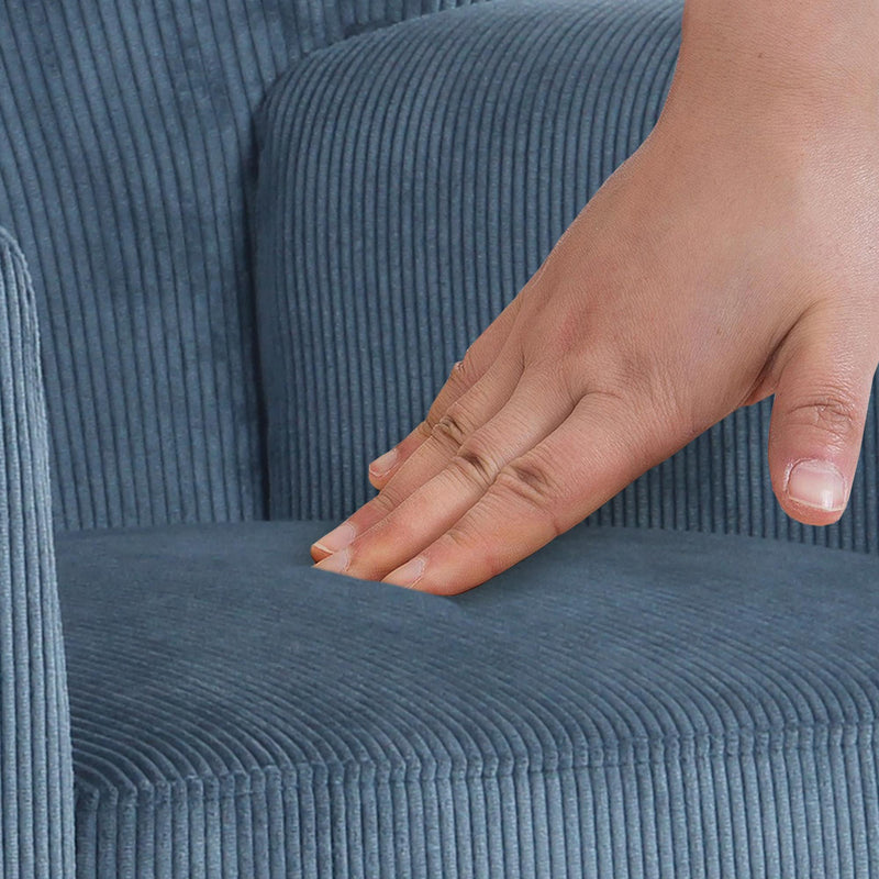 Cord-Polstersessel  dick gepolstert, Holzbeine, Bodenschoner