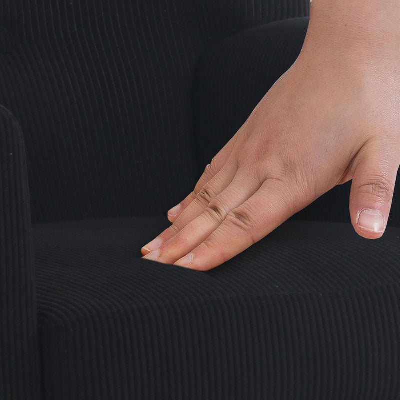 Cord-Polstersessel  dick gepolstert, Holzbeine, Bodenschoner