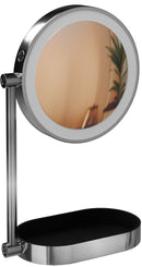 Schminkspiegel mit LED Beleuchtung 3 Farben 360° drehbar & 10x Vergrößerung USB-C inkl. Ablagefach