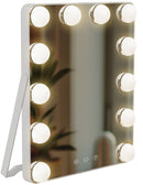 Schminkspiegel mit LED Beleuchtung  1x / 10x Vergrößerung klappbar & tragbar mit Standfuß | ideal für Reise & unterwegs | USB-Kabel