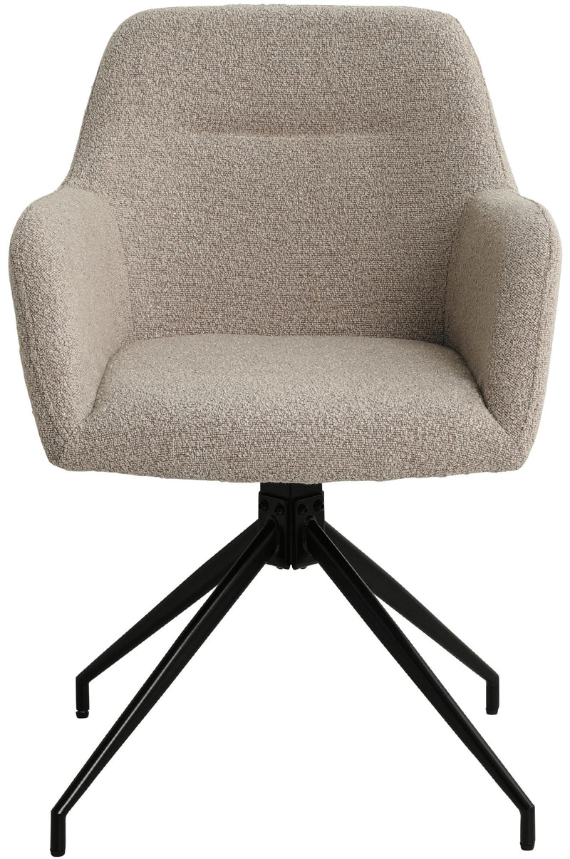 Esszimmerstuhl drehbar mit Armlehnen Teddystoff gepolstert Metallgestell 120 kg belastbar