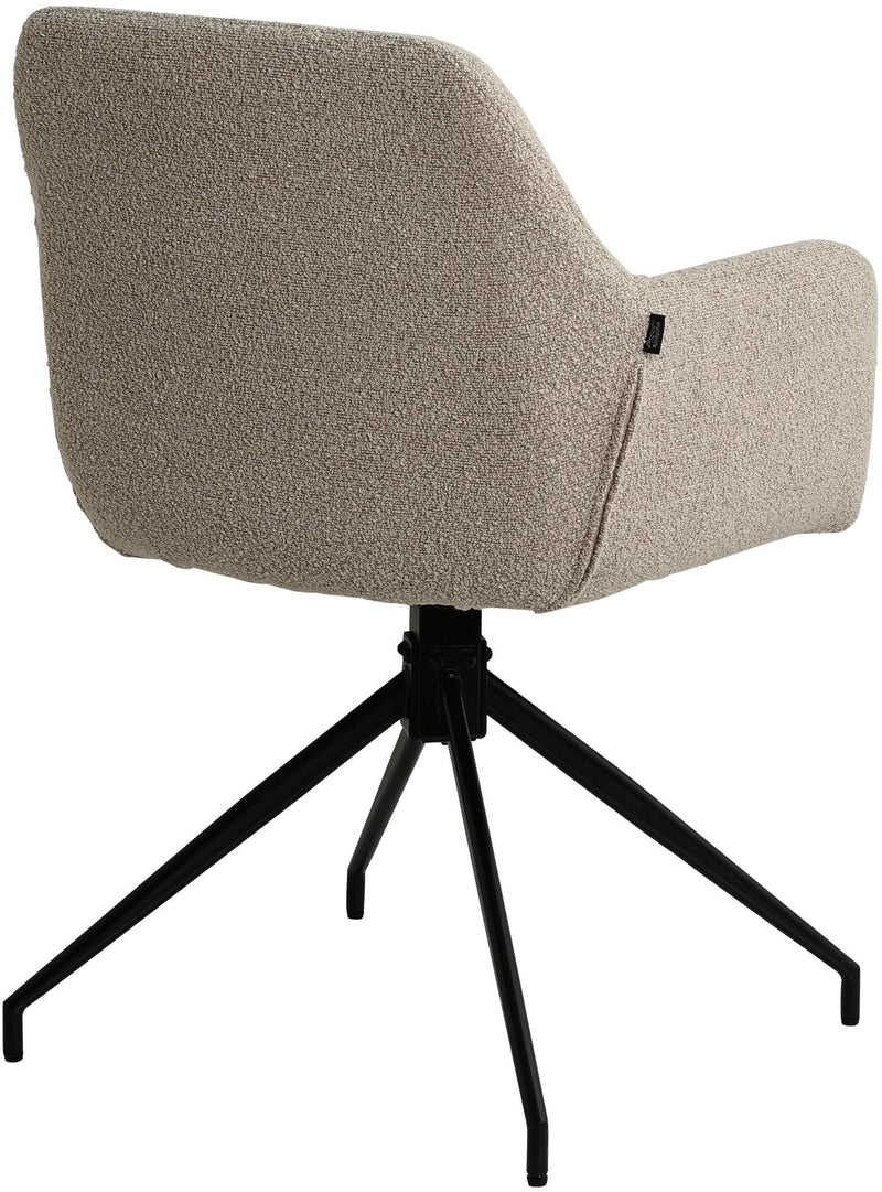 Esszimmerstuhl drehbar mit Armlehnen Teddystoff gepolstert Metallgestell 120 kg belastbar