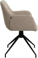 Esszimmerstuhl drehbar mit Armlehnen Teddystoff gepolstert Metallgestell 120 kg belastbar