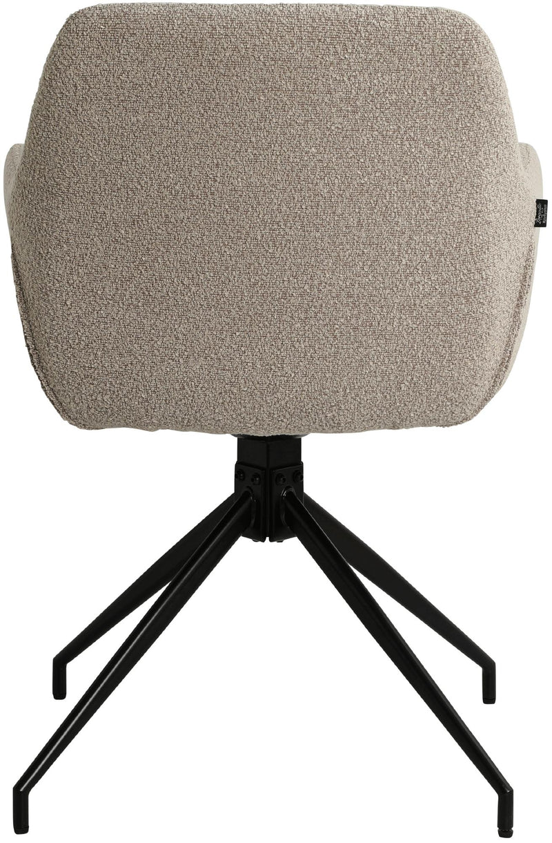 Esszimmerstuhl drehbar mit Armlehnen Teddystoff gepolstert Metallgestell 120 kg belastbar