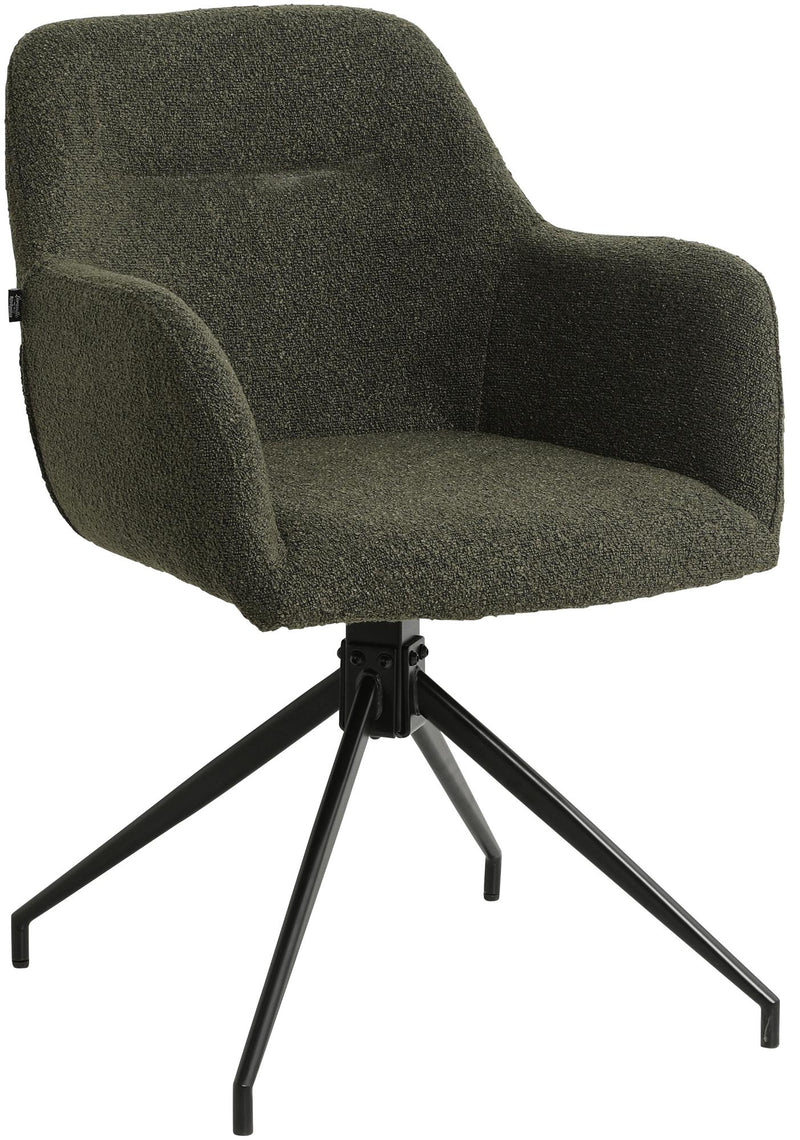 Esszimmerstuhl drehbar mit Armlehnen Teddystoff gepolstert Metallgestell 120 kg belastbar