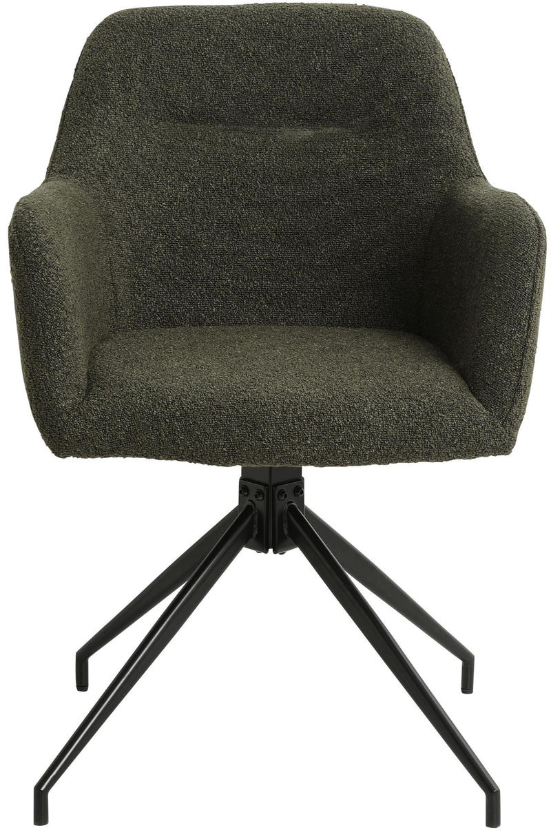 Esszimmerstuhl drehbar mit Armlehnen Teddystoff gepolstert Metallgestell 120 kg belastbar