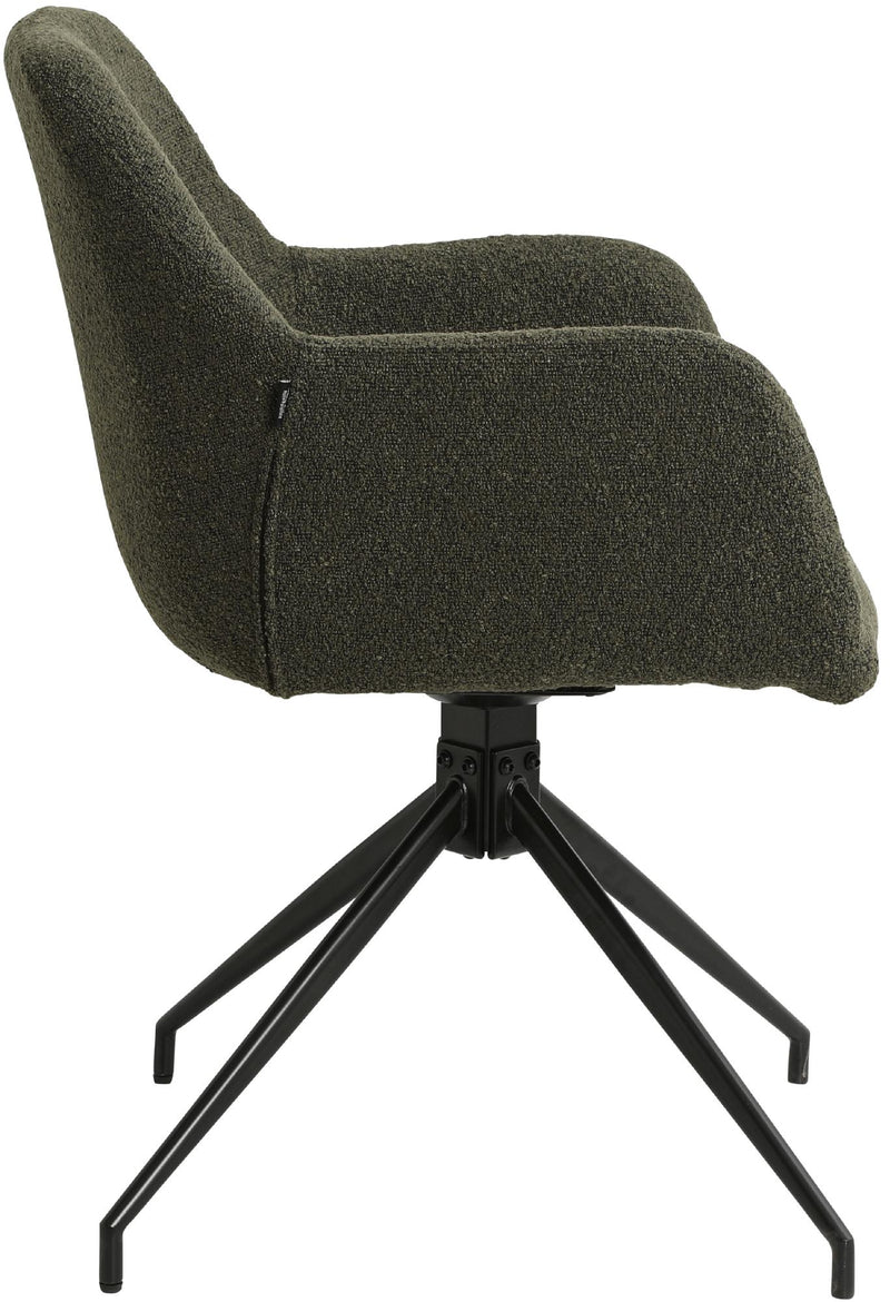 Esszimmerstuhl drehbar mit Armlehnen Teddystoff gepolstert Metallgestell 120 kg belastbar