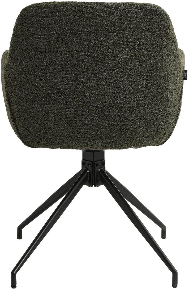 Esszimmerstuhl drehbar mit Armlehnen Teddystoff gepolstert Metallgestell 120 kg belastbar