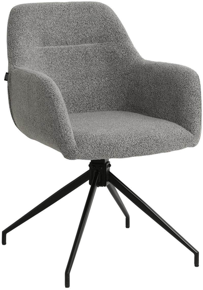 Esszimmerstuhl drehbar mit Armlehnen Teddystoff gepolstert Metallgestell 120 kg belastbar