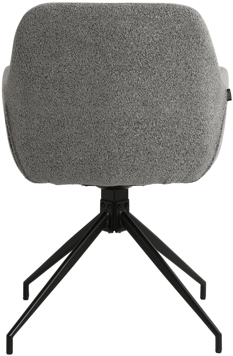 Esszimmerstuhl drehbar mit Armlehnen Teddystoff gepolstert Metallgestell 120 kg belastbar