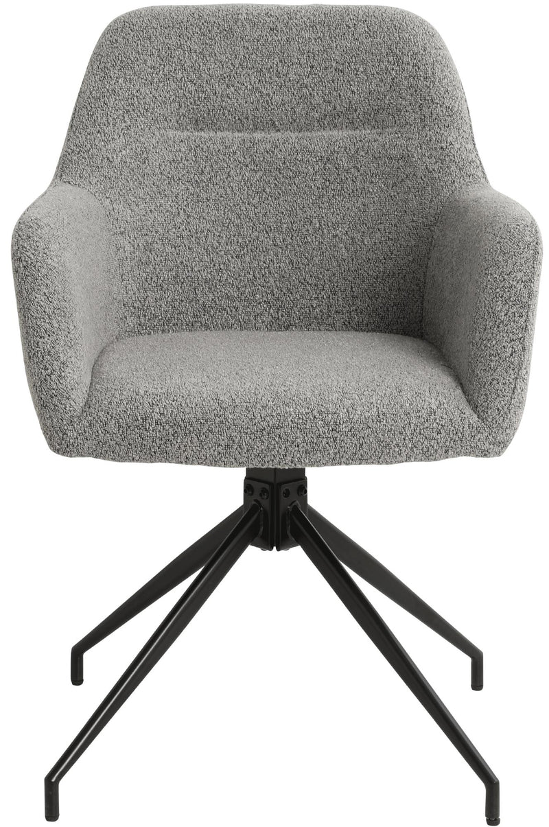 Esszimmerstuhl drehbar mit Armlehnen Teddystoff gepolstert Metallgestell 120 kg belastbar