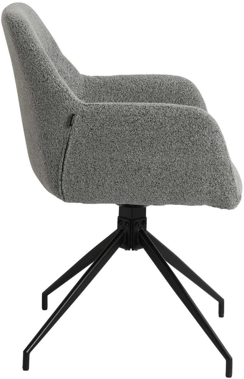 Esszimmerstuhl drehbar mit Armlehnen Teddystoff gepolstert Metallgestell 120 kg belastbar