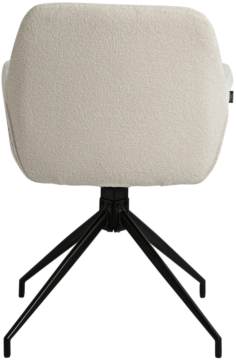 Esszimmerstuhl drehbar mit Armlehnen Teddystoff gepolstert Metallgestell 120 kg belastbar