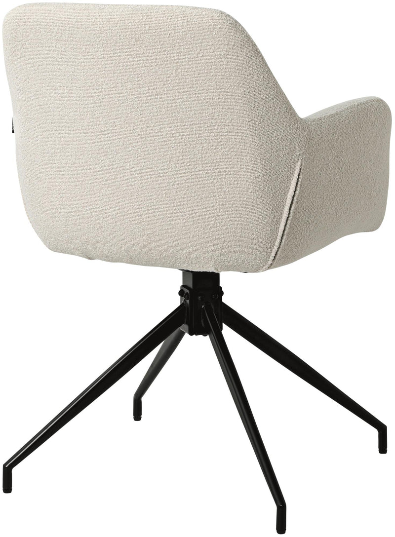 Esszimmerstuhl drehbar mit Armlehnen Teddystoff gepolstert Metallgestell 120 kg belastbar