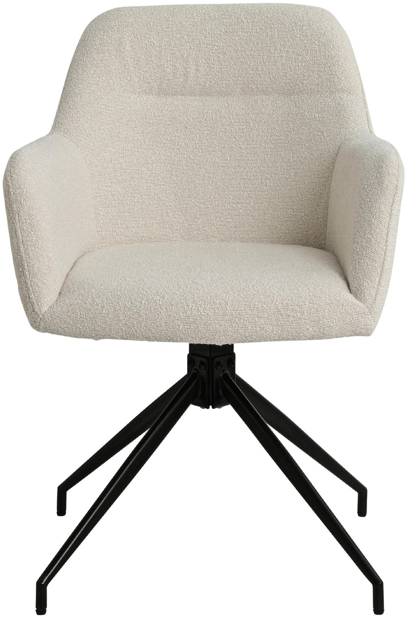 Esszimmerstuhl drehbar mit Armlehnen Teddystoff gepolstert Metallgestell 120 kg belastbar