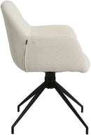 Esszimmerstuhl drehbar mit Armlehnen Teddystoff gepolstert Metallgestell 120 kg belastbar