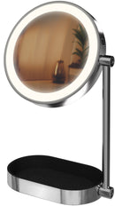 Schminkspiegel mit LED Beleuchtung 3 Farben 360° drehbar & 10x Vergrößerung USB-C inkl. Ablagefach