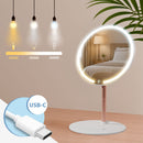 Schminkspiegel mit LED Beleuchtung 3 Farben dimmbar & Touchbedienung USB-C rundes Metall Design