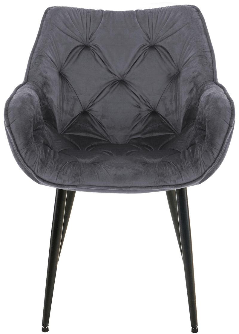 Esszimmerstuhl mit Armlehnen Samtbezug gepolstert - Moderner Sessel mit Metallgestell 150 kg belastbar