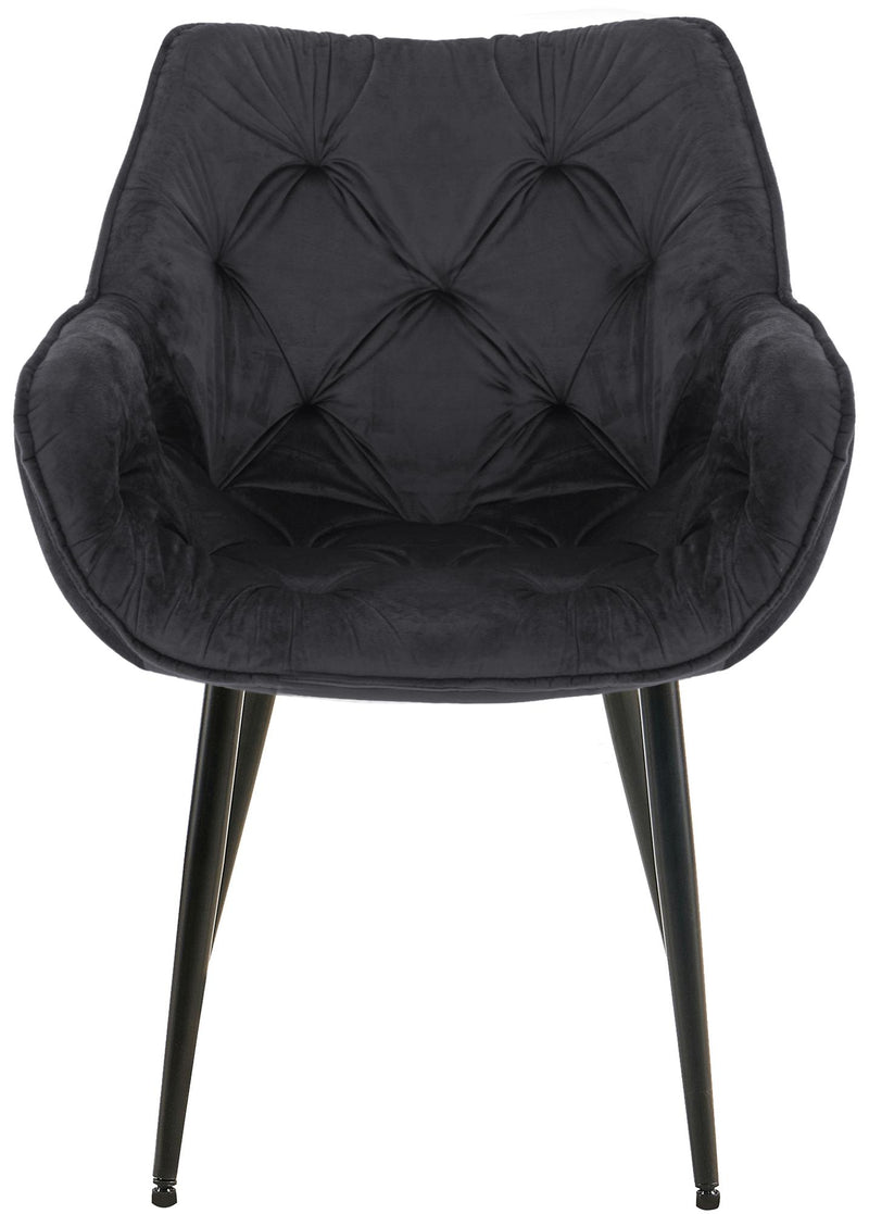 Esszimmerstuhl mit Armlehnen Samtbezug gepolstert - Moderner Sessel mit Metallgestell 150 kg belastbar