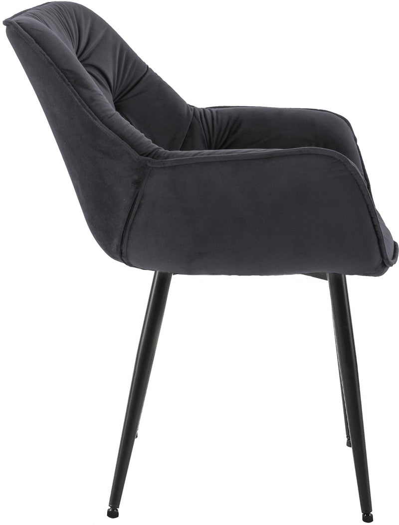 Esszimmerstuhl mit Armlehnen Samtbezug gepolstert - Moderner Sessel mit Metallgestell 150 kg belastbar