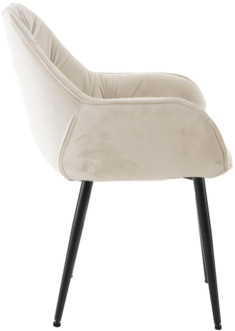 Esszimmerstuhl mit Armlehnen Samtbezug gepolstert - Moderner Sessel mit Metallgestell 150 kg belastbar