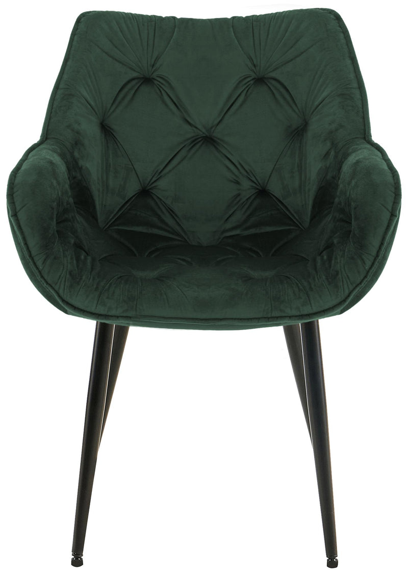 Esszimmerstuhl mit Armlehnen Samtbezug gepolstert - Moderner Sessel mit Metallgestell 150 kg belastbar