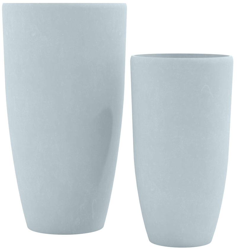 Pflanzkübel 2er Set Fiberclay - Wetterfest für Innen & Außen mit Ablauflöchern