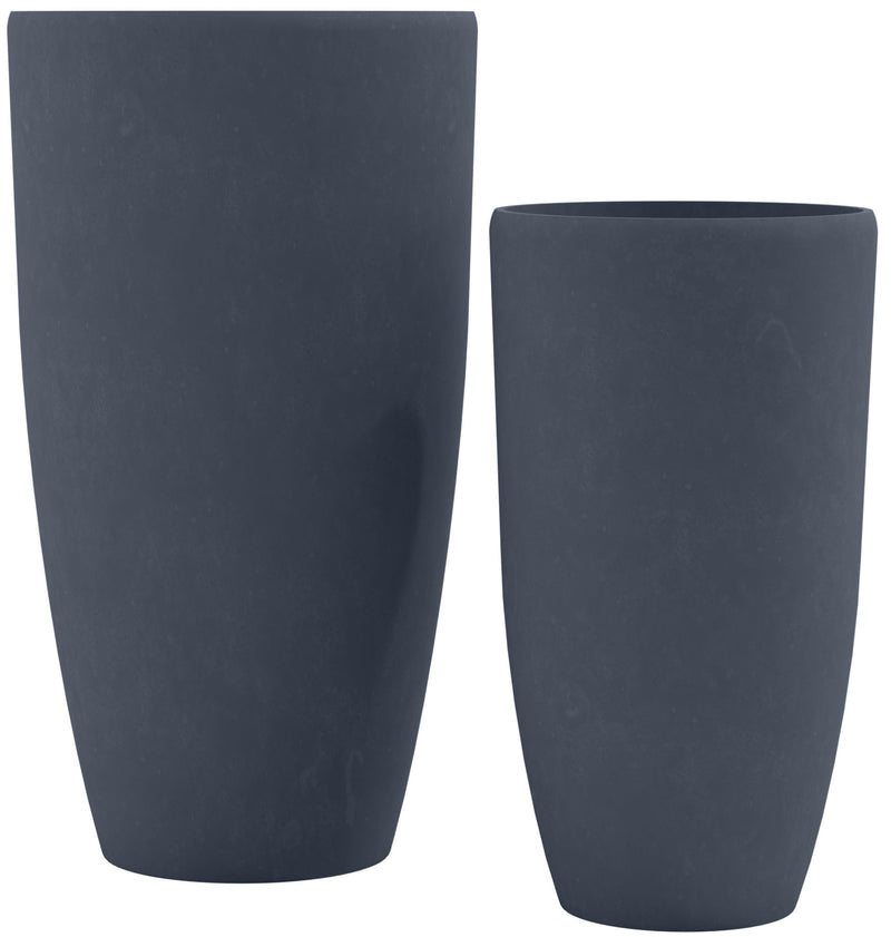 Pflanzkübel 2er Set Fiberclay - Wetterfest für Innen & Außen mit Ablauflöchern