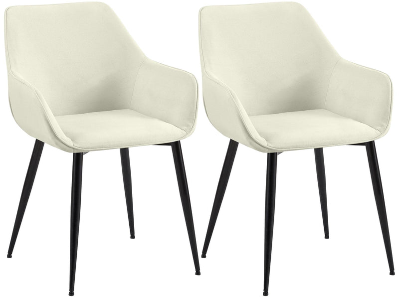 Esszimmerstühle mit Armlehnen und Stoffbezug Metallgestell 2er Set